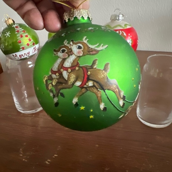 Pier 1 Glass Christmas Ornaments Set of 4